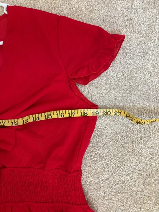 Red Tie-Front Ruffle Dress - Picture 11 of 12